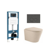 QeramiQ Dely Toiletset - inbouwreservoir Qeramiq Flush - 35mm zitting - natuursteen donker marmeren bedieningsplaat - ronde knoppen - beige SW1578621