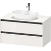 Duravit Ketho.2 Wastafelonderbouwkast - inclusief consoleplaat - met 2 laden - 100x55x56.8cm - met handgrepen antraciet - hoogglans wit SW772918