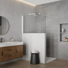 Fortifura Galeria Paroi de douche à l'italienne mi-haute - 120x80cm - verre transparent - 8mm - nano - avec profilé et barre de stabilisation - Blanc mat SW1248395
