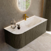 Mondiaz KURVE-DLUX Ensemble de meuble de salle de bains - 115x46x40cm - 1 tiroir - 1 porte - lavabo solid surface - droit - 1 trou de robinet - Shadow SW1414334
