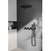 Hotbath Gal IBSGL70 Ensemble de douche encastré thermostatique - 2 robinets d'arrêt - bras de douche mural 35 cm - tête de douche carrée 22 cm - douchette à main bâton - gun metal brossé PVD SW656396
