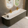 Mondiaz KURVE-DLUX Ensemble de meubles de salle de bains - 145x46x40cm - 1 tiroir - 1 porte - lavabo solid surface - droit - 2 trous de robinet - Shadow SW1414482
