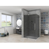 Van Rijn Products ST08 Nis Draaideur - 90x200cm - grijs rookglas - dikte 8mm - 2 delig - muurprofiel - stabilisatiestang - RVS SW956364