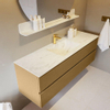 Mondiaz VICA-DLUX ensemble de meuble de salle de bain - 150cm - meuble sous-vasque oro - 2 tiroirs - lavabo encastré cloud milieu - 1 trou de robinet - version haute de 60cm - opalo SW1086611