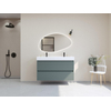 HR Infinity XXL ensemble de meubles de salle de bain 3d 120 cm 1 lavabo en céramique kube blanc 2 trous de robinet 2 tiroirs essence mate SW863507
