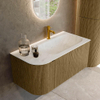 Mondiaz KURVE-DLUX Ensemble de meuble de salle de bains - 95x46x40cm - 1 tiroir - 1 porte - vasque solid surface - à droite - 1 trou de robinet - Dusk SW1415062