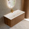 MONDIAZ KURVE-DLUX 100cm Meuble salle de bain - couleur Walnut - 1 tiroir - vasque BIG MEDIUM centre - 1 trou de robinet - couleur Frappe SW1137434