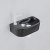 QeramiQ Fuente Fonteinset - 40x21.5x12cm - links - geribbeld - halfrond - 1 kraangat - keramiek - fonteinkraan wit mat - afvoerplug - verlaagd sifon - zwart mat SW1233010