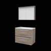 Basic-Line Comfort 46 ensemble de meubles de salle de bain 80x46cm sans poignée 2 tiroirs lavabo acrylique 1 trou de robinetterie armoire de toilette mfc scotch oak SW350987
