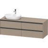 Duravit ketho meuble à 2 vasques avec console et 4 tiroirs pour vasque à gauche 160x55x56.8cm avec poignées anthracite lin mat SW772381