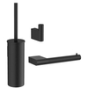 Crosswater MPRO Ensemble d'accessoires pour toilettes - porte-balai de toilettes - patère - porte-rouleau de papier toilette - noir mat SW957329