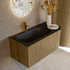 Mondiaz KURVE Ensemble de meuble de salle de bains - 95x46x40cm - 1 tiroir - 1 porte - lavabo solid surface - gauche - 1 trou de robinet - Dusk SW1415098