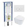 QeramiQ Dely Toiletset - 36.3x51.7cm - diepspoel - rimless - Geberit UP720 inbouwreservoir - softclose toilet zitting - 35mm - glans witte bedieningsplaat - ronde knoppen - met Burda frame - glans wit SW1428175