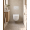Pack WC QeramiQ Dely Swirl Compact - réservoir encastrable Geberit UP320 - avec bâti-support Burda - abattant 25 mm - plaque de commande en métal blanc mat - boutons ronds - blanc mat SW1595657
