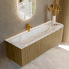 Mondiaz KURVE-DLUX Ensemble de meubles de salle de bains - 145x46x40cm - 1 tiroir - 1 porte - vasque solid surface - gauche - 1 trou de robinet - Dusk SW1415497