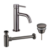 FortiFura Calvi Slim Kit mitigeur lavabo - robinet bas - bonde clic clac - siphon design - PVD Gunmetal SW915283