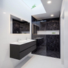 MONDIAZ VICA Badkamermeubelset - 150cm - 4 lades - wasbak Cloud dubbel - 2 kraangaten - solid surface darkgrey SW409830