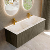 Mondiaz KURVE-DLUX Ensemble de meuble de salle de bains - 120x46x40cm - 1 tiroir - vasque solid surface - double - 2 trous de robinet - Shadow SW1414370