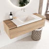 Mondiaz BUKLA Ensemble de meuble salle de bain - 120x45x34cm - 0 trous de robinet - lavabo centré - solid surface - Talc - sans poignée - 1 tiroir - Mélamine - Chêne blanchi SW704730