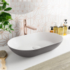 Mondiaz Onni Vasque à poser - 55x35x10cm - ovale - à poser - Solid Surface Gris foncé/Talc SW643531