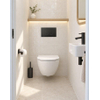 Pack WC QeramiQ Dely Swirl Compact - réservoir encastrable Geberit UP320 - avec bâti-support Burda - abattant slim - plaque de commande en plastique noir mat - boutons ronds - blanc mat SW1595631