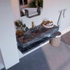 Mondiaz ALAN-DLUX Ensemble de meuble - 120cm - meuble Lava mat - 0 tiroirs - Lavabo Cloud Lava suspendu - vasque Centre - 1 trou de robinet SW809107