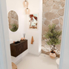 Mondiaz JOYA 70cm toiletmeubel - kleur Walnut - Wastafel FAYE positie Links 1 kraangat kleur Urban. SW1421363