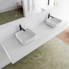 Mondiaz Lagom Meuble salle de bains 200x30.9x45cm Solid Surface Talc 2 tiroirs avec lavabo BINX vasque à poser double Gauche et droite 2 troua de robinet SW409091