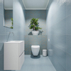 MONDIAZ ADA Toiletmeubel - 40x30x50cm - 0 kraangaten - 2 lades - talc mat - wasbak rechts - Solid surface - Wit SW472498