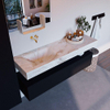 Mondiaz ALAN-DLUX Ensemble de meuble - 150cm - meuble Urban mat - 1 tiroir - Lavabo Cloud Frappe suspendu - vasque Gauche - 0 trous de robinet SW805030