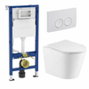 QeramiQ Dely Toiletset - Geberit UP100 inbouwreservoir - witte bedieningsplaat - toilet - zitting - mat wit SW656670