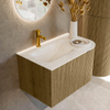 Mondiaz KURVE-DLUX Ensemble de meuble de salle de bains - 75x46x40cm - 1 tiroir - 1 porte - vasque solid surface - gauche - 1 trou de robinet - Dusk SW1414989