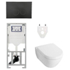 Villeroy Boch Subway 2.0 DirectFlush Toiletset - geberit reservoir - bedieningsplaat ronde knoppen - softclose - mat zwart SW791660