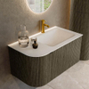 Mondiaz KURVE Ensemble de meuble de salle de bains - 85x46x40cm - 1 tiroir - 1 porte - lavabo solid surface - droit - 1 trou de robinet - Shadow SW1414197