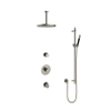 Hotbath Cobber IBS20 Ensemble de douche de pluie encastré - bras de plafond 15 cm - douche de tête ronde 30 cm - douchette barre - barre coulissante - nickel brossé SW440413