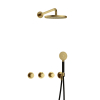 Hotbath Cobber IBS70 Ensemble de douche de tête encastré - bras mural 38,5 cm - douche de tête ronde 20 cm - douchette 3 jets - laiton brossé PVD SW677682
