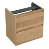 Forzalaqua Reno 2.0 wastafelonderkast 59.5x39.5x60cm met 2 softclose greeploze lades Massief Eiken Smoke SW492415