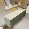 Mondiaz VICA-DLUX ensemble de meuble de salle de bain - 150cm - meuble sous-vasque armée - 2 tiroirs - lavabo encastré nuage milieu - sans trous de robinet - version haute de 60cm - opalo SW1086463