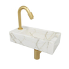 Wiesbaden Mini-Rhea fonteinset – 36x18x9 cm – keramiek wit – kraangat links – geborsteld gouden kraan SW794545