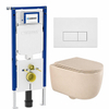 QeramiQ Dely Swirl Toiletset - 36.3x51.7cm - Geberit UP720 Duofix Sigma inbouwreservoir - slim zitting - mat witte metalen bedieningsplaat - rechthoekige knoppen - mat beige SW1416829