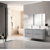 Saniclass Prime Balance Ensemble meuble de salle de bains - 120x55x45cm - 2 vasques ovales en céramique blanc - 2 trous de robinet - 4 tiroirs - miroir rectangulaire - mat greige (gris) SW916237