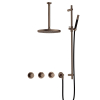 Hotbath Cobber IBS70 Regendoucheset - inbouw - 30cm plafondarm - 30cm ronde hoofddouche - staafhanddouche - glijstang - messing verouderd koper (goud) SW677611