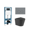 QeramiQ Dely Toiletset - inbouwreservoir Qeramiq Flush - slim zitting - kunststof licht grijze bedieningsplaat - ronde knoppen - mat zwart SW1578533