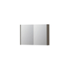 INK SPK1 Spiegelkast - 90x14x60cm - 2 deuren - dubbelzijdige Spiegel - schakelaar en stopcontact - MDF lak taupe mat SW493638