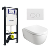 Plieger Kansas Ensemble WC - réservoir encastré UP320 - WC suspendu - abattant - softclose - plaque de commande blanche - boutons ronds - blanc SW1222591