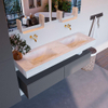 Mondiaz ALAN-DLUX Ensemble de meuble - 150cm - meuble Plata mat - 2 tiroirs - Lavabo Cloud Opalo suspendu - vasque Gauche et droite - 0 trous de robinet SW807015