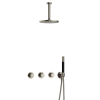 Hotbath Cobber ensemble de douche encastré thermostatique avec 2 vannes d'arrêt avec tuyau de plafond 15cm nickel brossé SW677965