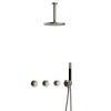 Hotbath Cobber IBS70 Regendoucheset - inbouw - 15cm plafondarm - 20cm ronde hoofddouche - staafhanddouche - geborsteld nikkel (RVS) SW677965