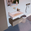 Mondiaz ALAN-DLUX Ensemble de meuble - 70cm - meuble Smoke mat - 1 tiroir - Lavabo Cloud Ostra suspendu - vasque Centre - 0 trous de robinet SW807434