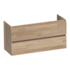 BRAUER Joy Meuble sous-lavabo peu profond - 100x39x50cm - 2 tiroirs softclose - sans poignées - 1 découpe pour siphon - chêne massif - chêne abouté gris SW393205